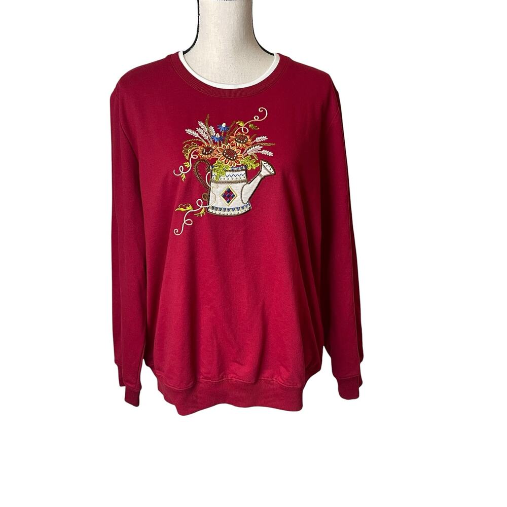 Alfred Dunner Embroidered Autumn Floral Large Grandmacore Cottagecore Sweatshirt